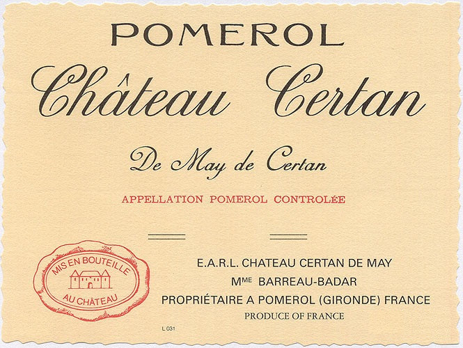 2025 Chateau Certan de May Pomerol